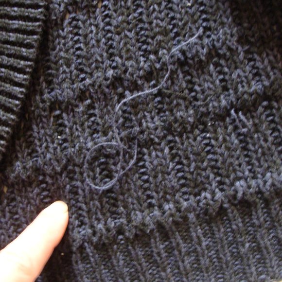 EXPRESS Blue & Black Short Sleeve CHUNKY Knit Open Front CARDIGAN Sweater Sz S - Picture 3 of 5